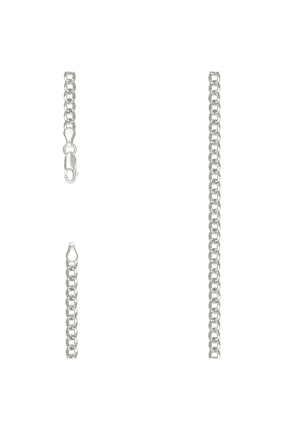 925 Sterling Silver Solid Pave Super Flat Comfort Curb Chain Silver 4.7mm Necklace 22 Inch Chain Necklace for Women and