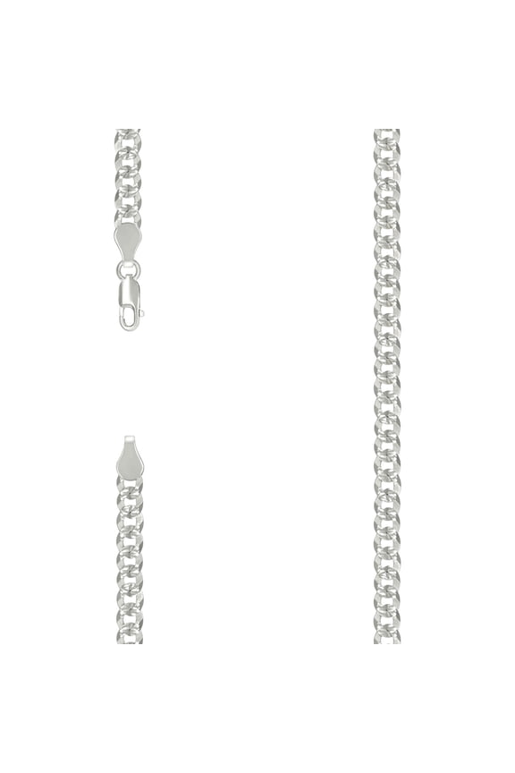 925 Sterling Silver Solid Pave Super Flat Comfort Curb Chain Silver 5.2mm Anklet 9 Inch Anklet for Women and Men
