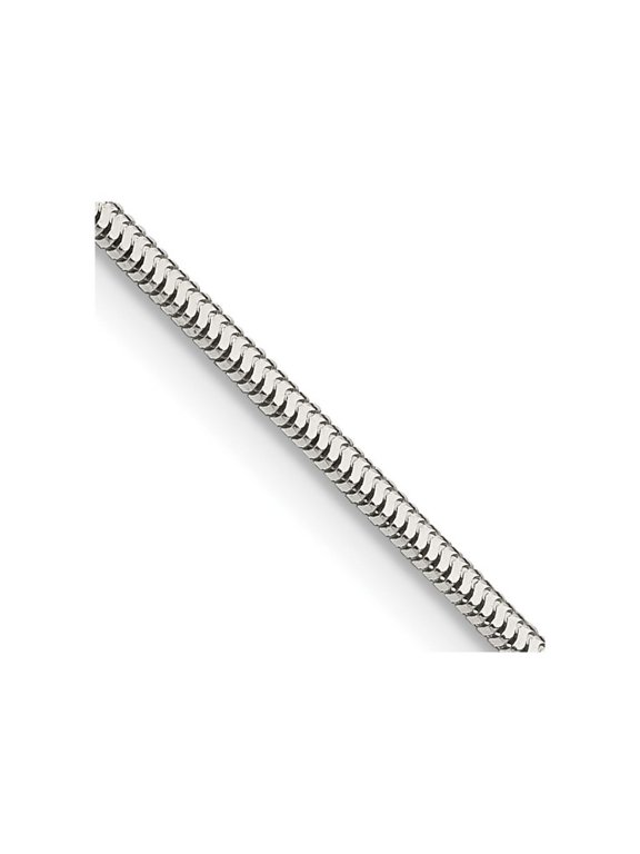 925 Sterling Silver Solid Polished 1.5mm D Cut Flat Snake Chain 24 Inch Lobster Claw - Chain Necklace for Women and Men