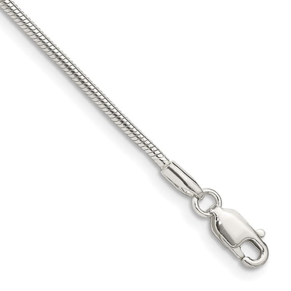 925 Sterling Silver Solid Polished 1.5mm Round Snake Chain Bracelet 7 Inch Lobster Claw Snake Charm Bracelet for Women a