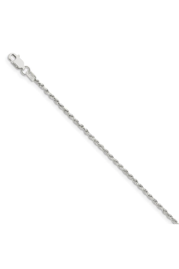 Sterling Silver 1.85mm Diamond-cut Rope Chain Anklet