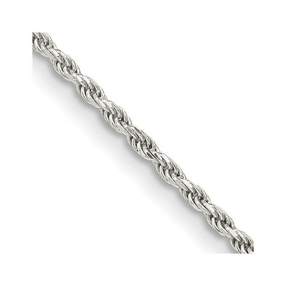 925 Sterling Silver Solid Polished 1.7mm Diam Cut Rope Chain Bracelet 8 Inch Spring Ring - Identification Bracelet for W