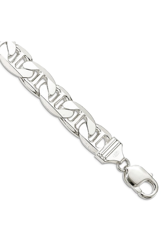925 Sterling Silver Solid Polished 10.5mm Nautical Ship Mariner Anchor Chain Bracelet 8 Inch Lobster Claw Link Bracelet