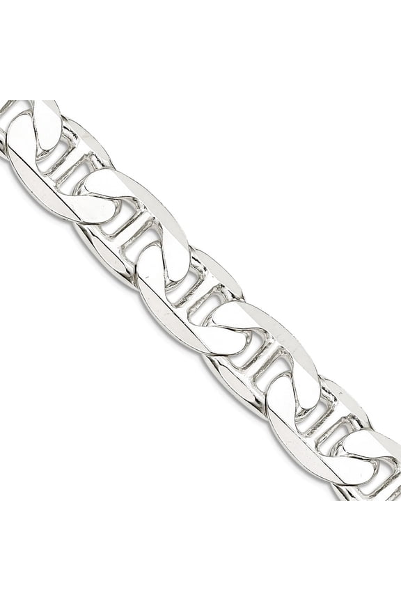 925 Sterling Silver Solid Polished 10.5mm Nautical Ship Mariner Anchor Chain Necklace 20 Inch Lobster Claw Chain-Necklac