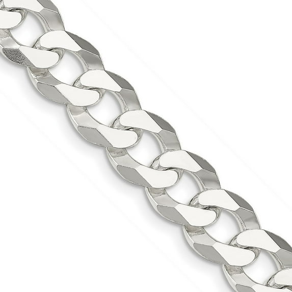 925 Sterling Silver Solid Polished 13mm Beveled Curb Chain Necklace 20 Inch Lobster Claw - Chain Necklace for Women and