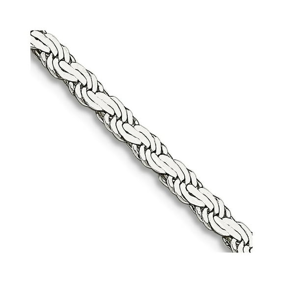 925 Sterling Silver Solid Polished 2.25mm Flat Rope Chain Necklace 20 Inch Lobster Claw Chain Necklace for Women and Men