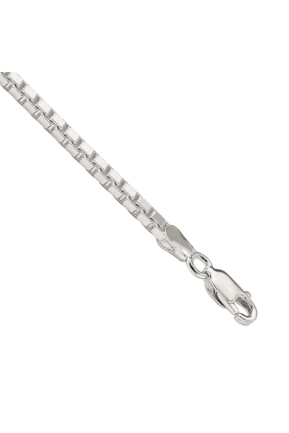 925 Sterling Silver Solid Polished 2.5mm Box Chain Bracelet 8 Inch Lobster Claw Identification-Bracelet for Women and Me