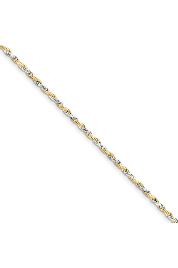 925 Sterling Silver Solid Polished 2.5mm Yellow Rope Chain Bracelet 7 Inch Lobster Claw - Identification Bracelet for Wo