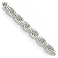 thumbnail image 1 of The Black Bow Sterling Silver 2.75mm Diamond-cut Rope Chain Anklet, 9 Inch, 1 of 2