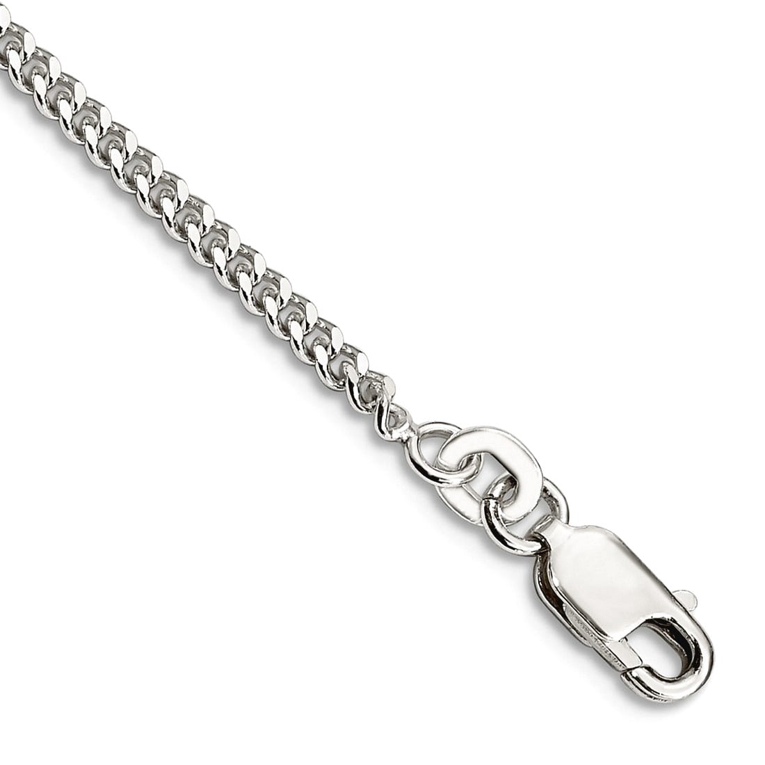 925 Sterling Silver Solid Polished 2mm Curb Chain Bracelet 7 Inch Lobster Claw Link Bracelet for Women and Men