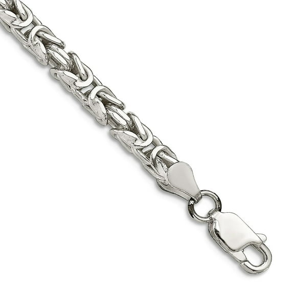 925 Sterling Silver Solid Polished 3.25mm Byzantine Chain Bracelet 7 Inch Lobster Claw Link Bracelet for Women and Men