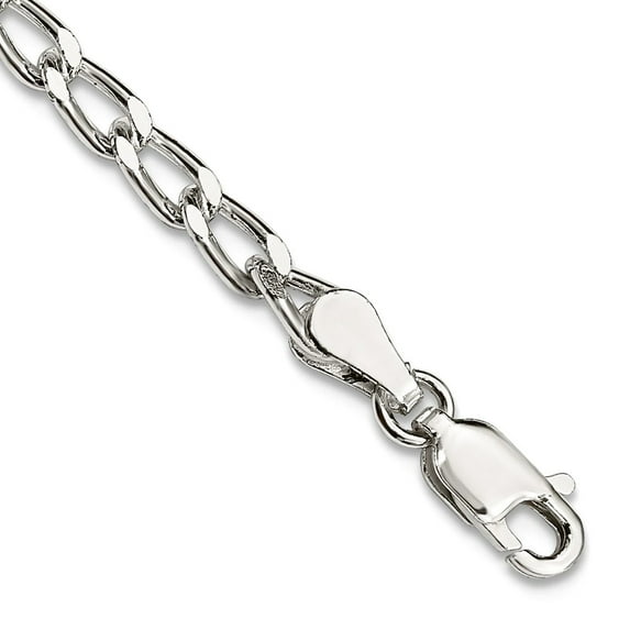 925 Sterling Silver Solid Polished 3.2mm Open Link Chain Bracelet 8 Inch Lobster Claw Link Bracelet for Women and Men