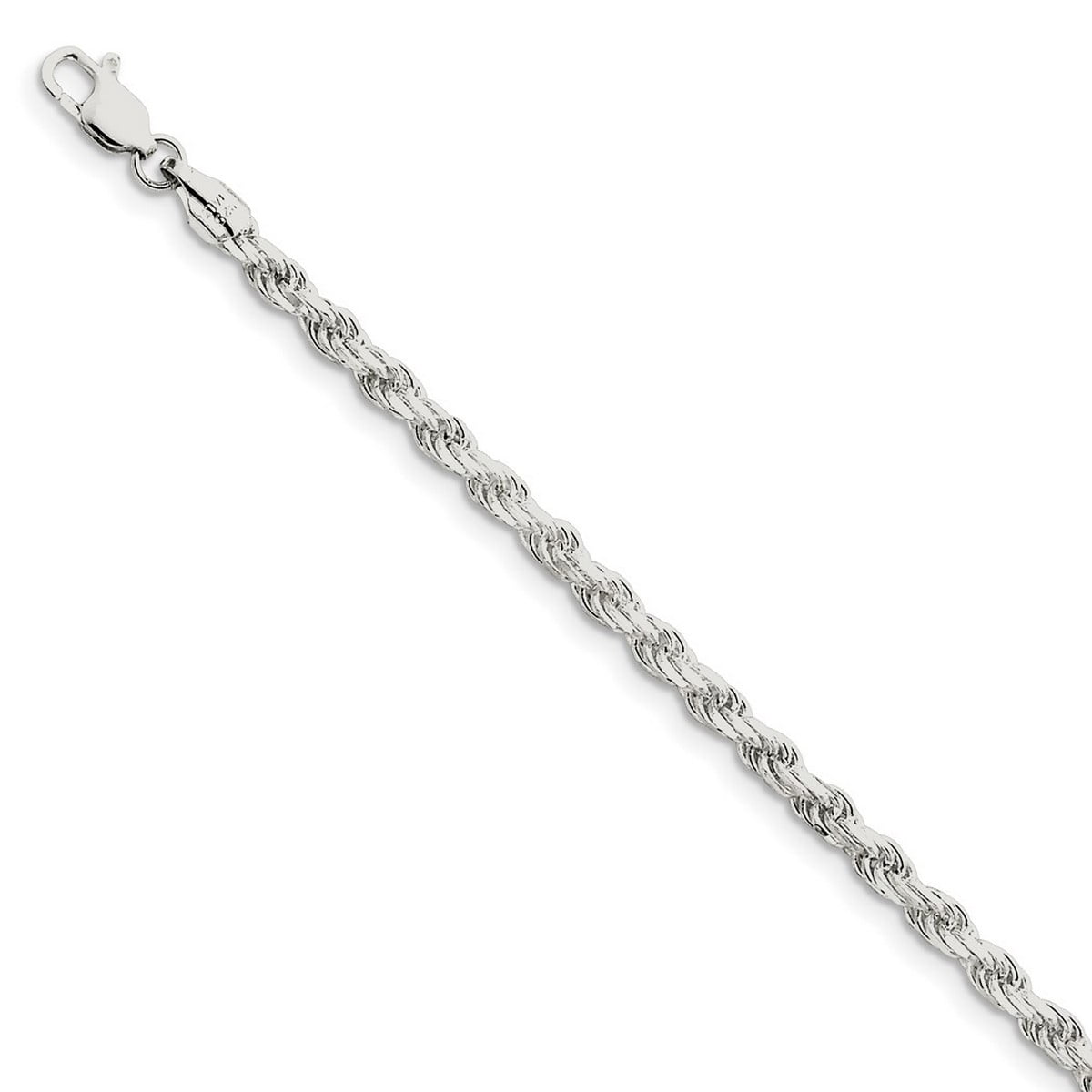 925 Sterling Silver Solid Polished 3.5mm D Cut Rope Chain Bracelet 7 ...