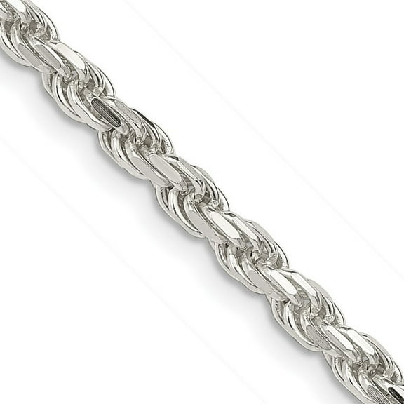 925 Sterling Silver Solid Polished 3.5mm D Cut Rope Chain Necklace 22 Inch Lobster Claw - Chain Necklace for Women and M