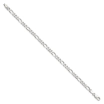 Primal Silver Sterling Silver 4.5mm Figaro Chain Bracelet