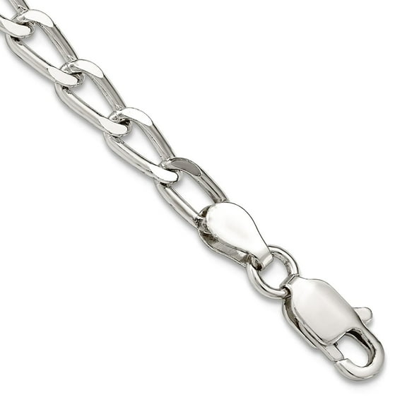925 Sterling Silver Solid Polished 4.3mm Open Link Chain Bracelet 8 Inch Lobster Claw Link Bracelet for Women and Men