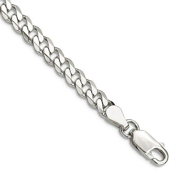 925 Sterling Silver Solid Polished 4.5mm Curb Chain Bracelet 7 Inch Lobster Claw Link Bracelet for Women and Men