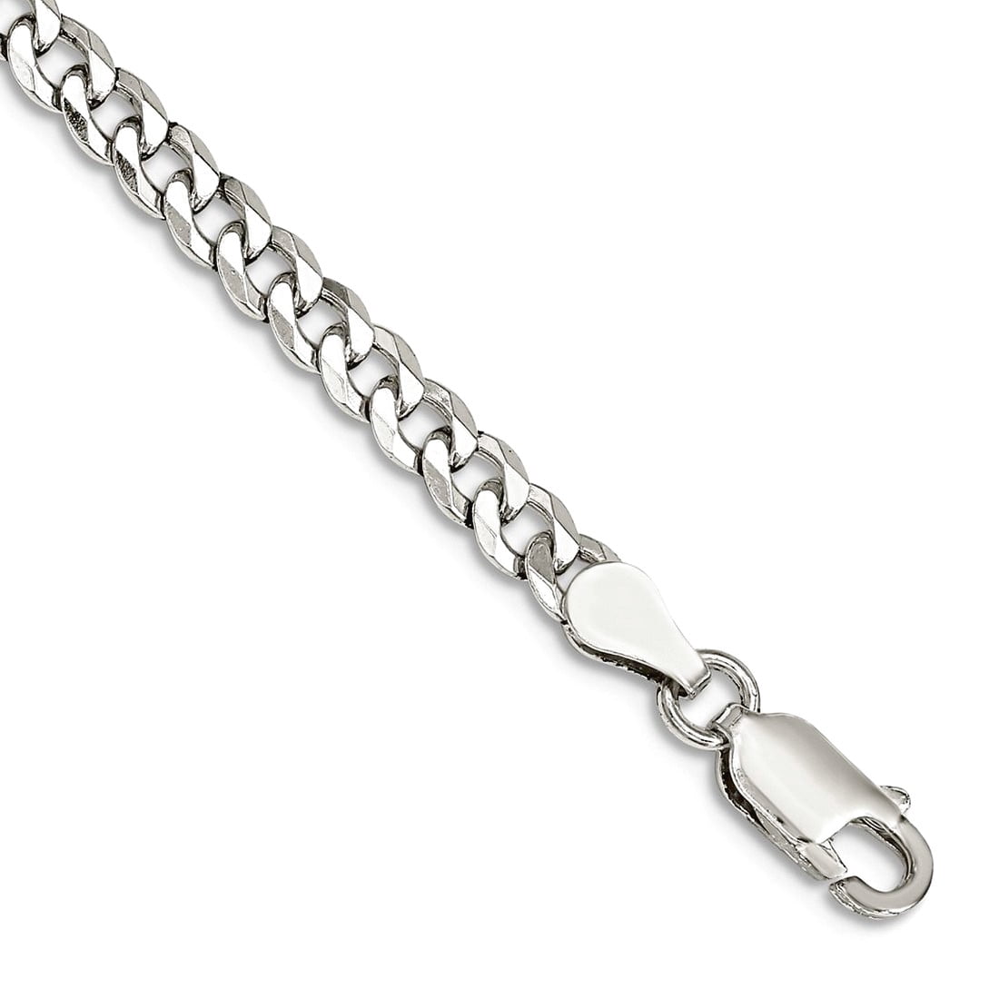 925 Sterling Silver Solid Polished 4mm Curb Chain Bracelet 8 Inch Lobster Claw Link Bracelet for Women and Men