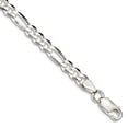 thumbnail image 1 of 925 Sterling Silver Solid Polished 5.25mm Figaro Chain Bracelet 8 Inch Lobster Claw Link Bracelet for Women and Men, 1 of 2