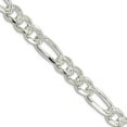 thumbnail image 1 of 925 Sterling Silver Solid Polished 5.5mm Pave Flat Figaro Chain Necklace 16 Inch Lobster Claw Chain-Necklace for Women a, 1 of 2