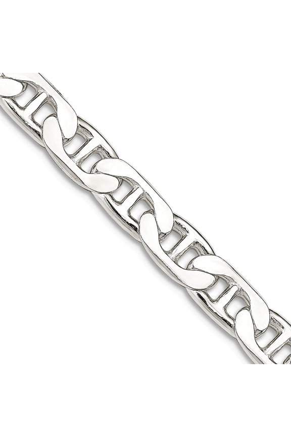 925 Sterling Silver Solid Polished 6.5mm Nautical Ship Mariner Anchor Chain Necklace 22 Inch Lobster Claw Chain-Necklace