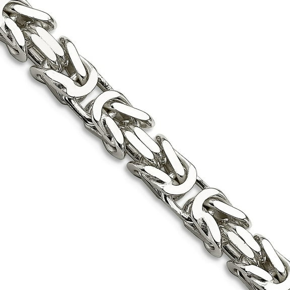 925 Sterling Silver Solid Polished 6mm Square Byzantine Chain 24 Inch Lobster Claw Chain Necklace for Women and Men