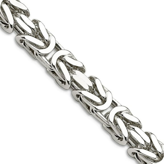 925 Sterling Silver Solid Polished 7.5mm Square Byzantine Chain 20 Inch Lobster Claw Chain Necklace for Women and Men