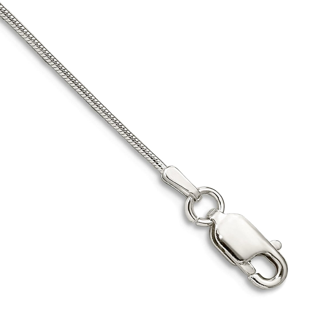 925 Sterling Silver Solid Polished .8mm Round Snake Chain Anklet 9 Inch Lobster Claw Anklet for Women and Men