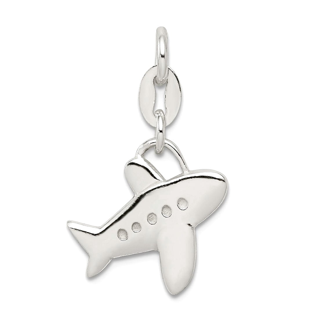 925 Sterling Silver Solid Polished Airplane Charm 17x16mm Wide Pendant Necklace for Women