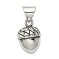 thumbnail image 1 of 925 Sterling Silver Solid Polished Oxidized Acorn Pendant Necklace 10x9mm Wide Pendant for Women, 1 of 2