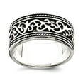 thumbnail image 1 of 925 Sterling Silver Solid Polished Oxidized Antiqued Band Size 6 9mm Wide Ring for Women and Men, 1 of 2