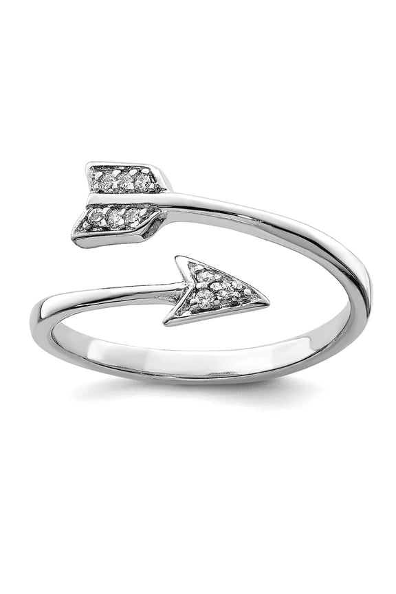 925 Sterling Silver Solid Polished Cubic Zirconia Arrow Adjustable Ring Size 7.00 1.75mm Wide Ring for Women