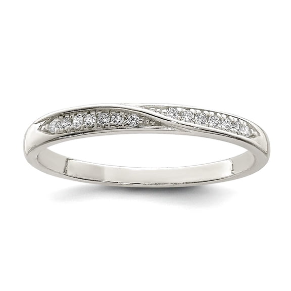 925 Sterling Silver Solid Polished Cubic Zirconia Ring Size 7 Ring for Women