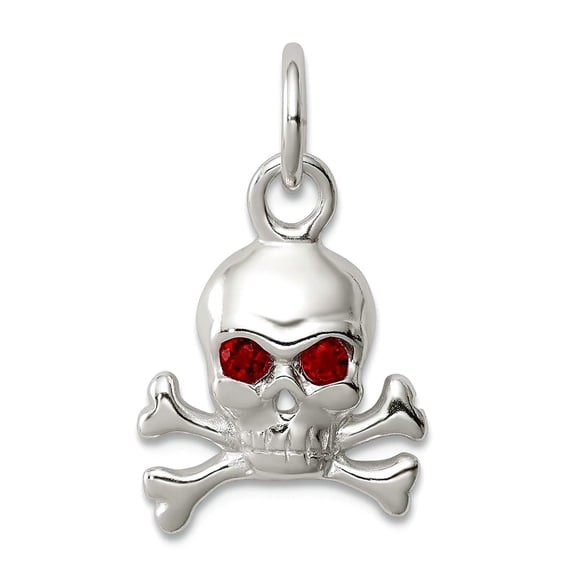 925 Sterling Silver Solid Polished Cubic Zirconia Skull Charm 21x13mm Wide Pendant Necklace for Women