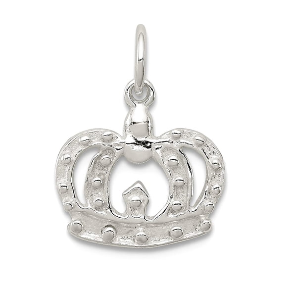 925 Sterling Silver Solid Polished Crown Charm 12x12mm Wide Pendant Necklace for Women - .5 Grams