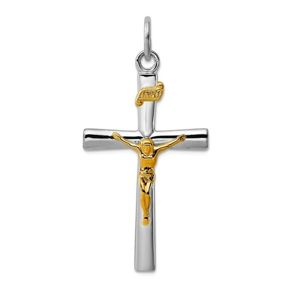 925 Sterling Silver Solid Polished Crucifix Pendant Necklace 37x18mm Wide Pendant for Women