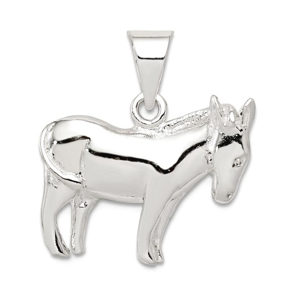 925 Sterling Silver Solid Polished Donkey Pendant Necklace 20x21mm Wide Pendant for Women