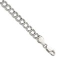 thumbnail image 1 of 925 Sterling Silver Solid Polished Double Link Charm Bracelet 8 Inch Lobster Claw 6mm Wide Link Charm Bracelet for Women, 1 of 2