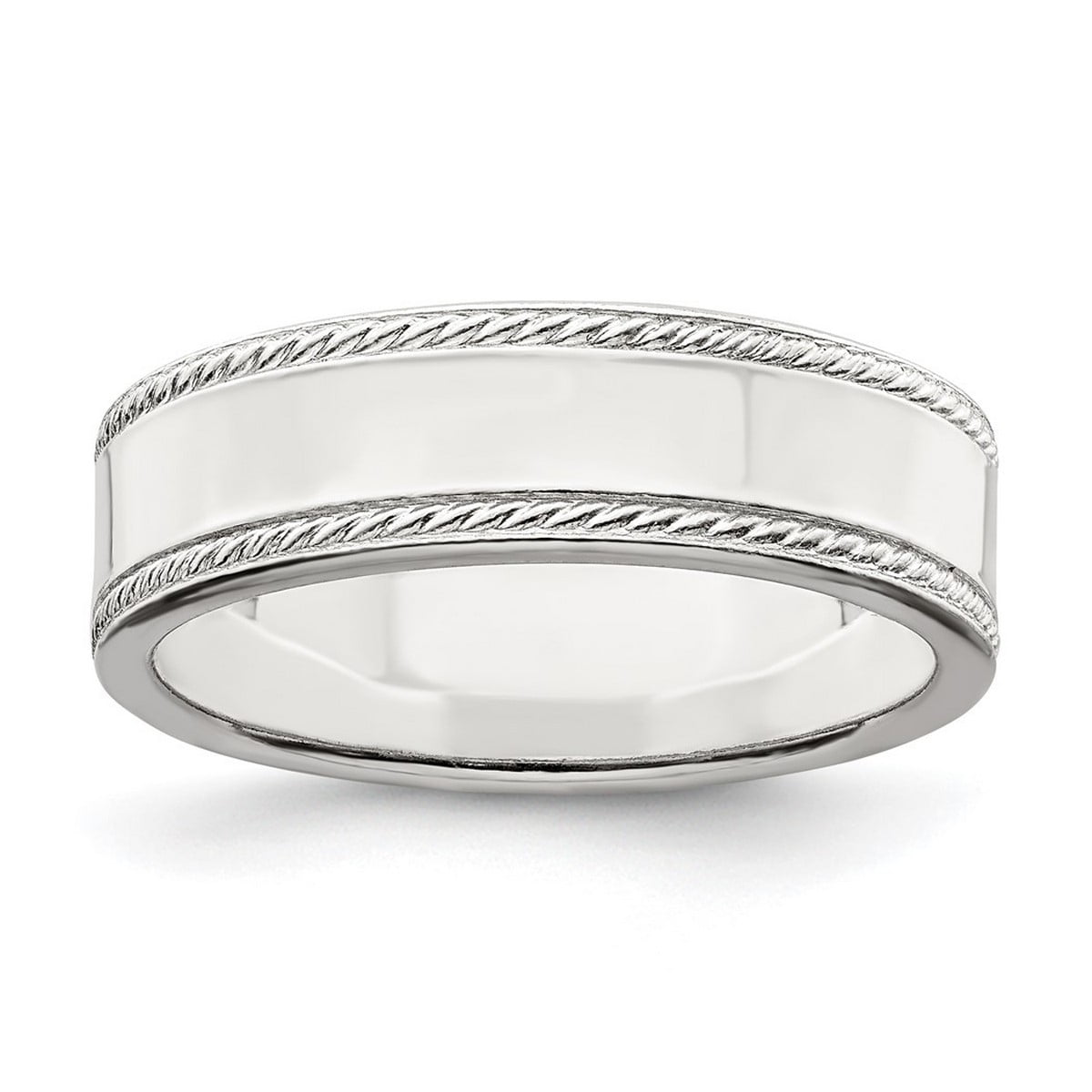 Wedding Band Ring Polished Solid Sterling Silver 6mm Mens Womens Wedding Band Ring Polished Solid Sterling Silver 6mm Mens Womens