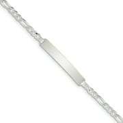 GOLD TIME 925 Sterling Silver Solid Polished Engravable ID Figaro Link Bracelet 8 Inch Lobster Claw Measures 3mm Wide Jewelry Gift