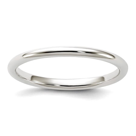 925 Sterling Silver Solid Polished Half Round 2mm Half-Round Band Size 8 Ring for Women and Men