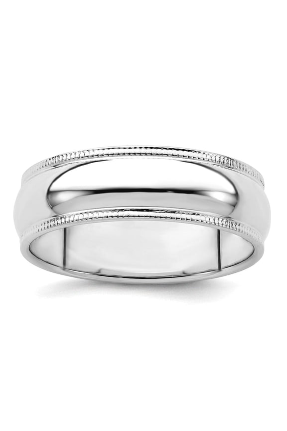 925 Sterling Silver Solid Polished Half Round 6mm Milgrain Band Size 12 Ring for Women and Men