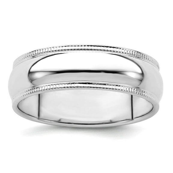 925 Sterling Silver Solid Polished Half Round 6mm Milgrain Band Size 9 Ring for Women and Men
