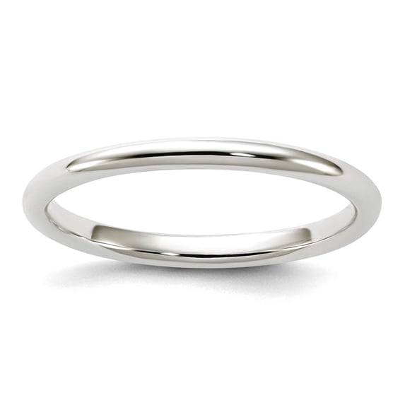 925 Sterling Silver Solid Polished Half Round 2mm Half-Round Band Size 7 Ring for Women and Men