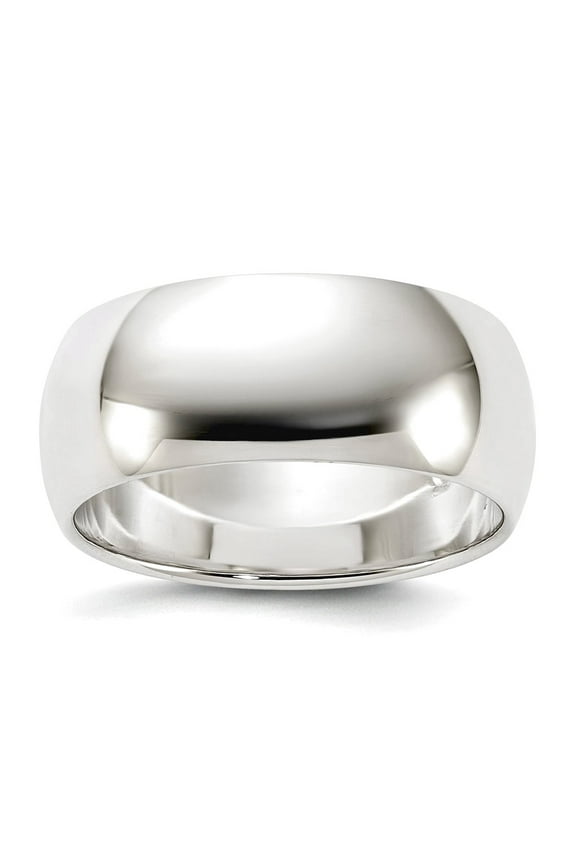 925 Sterling Silver Solid Polished Half Round 8mm Half-Round Band Size 8 Ring for Women and Men