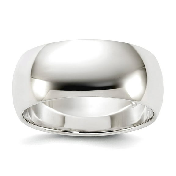 925 Sterling Silver Solid Polished Half Round 8mm Half-Round Band Size 9 Ring for Women and Men