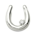 thumbnail image 1 of 925 Sterling Silver Solid Polished Hidden bail Cubic Zirconia Horseshoe Pendant Necklace 15x14mm Wide Pendant for Women, 1 of 2