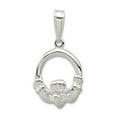 thumbnail image 1 of 925 Sterling Silver Solid Polished Irish Claddagh Celtic Trinity Knot Charm 26x15mm Wide Pendant Necklace for Women, 1 of 2