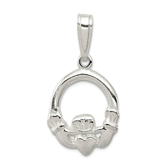 925 Sterling Silver Solid Polished Irish Claddagh Celtic Trinity Knot Charm 26x15mm Wide Pendant Necklace for Women