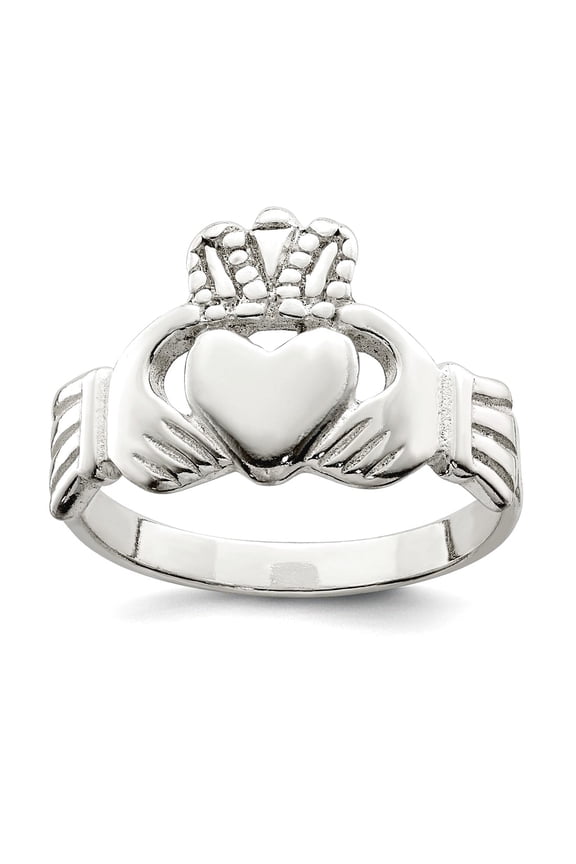 925 Sterling Silver Solid Polished Irish Claddagh Celtic Trinity Knot Ring Size 6 2mm Wide Ring for Women